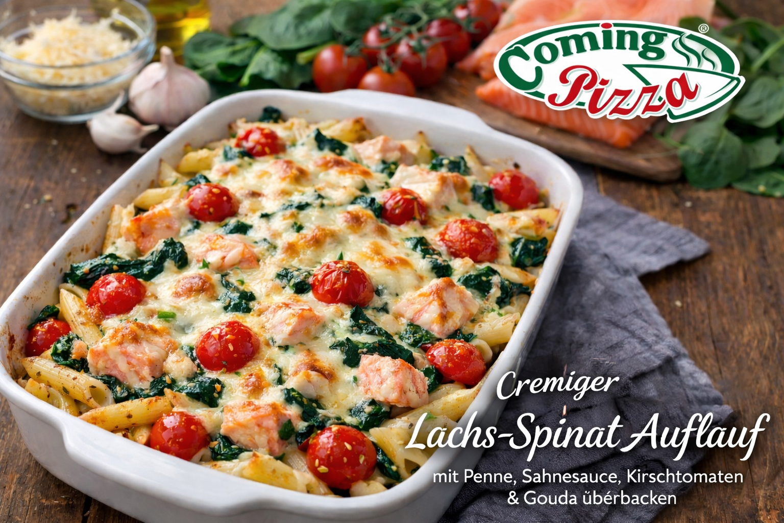 Coming Pizza Blankenburg Lachs - Spinat Auflauf
